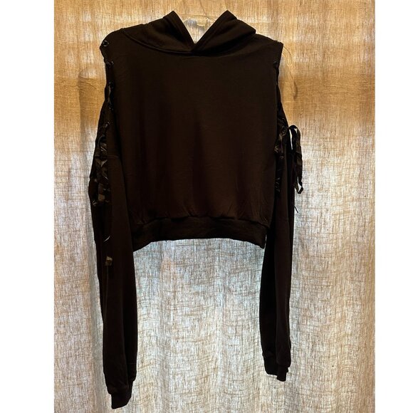 Cat Ear Hoodie Off Shoulder Crop Top Long Sleeve Pullover Sweatshirt ASIAN SIZE - Picture 10 of 16